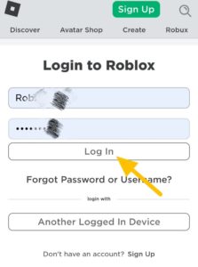 enter your Roblox username and password